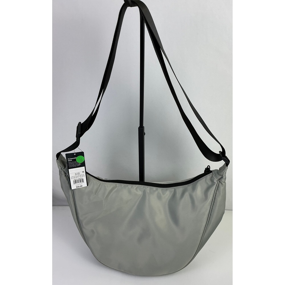 NWT Original Use Gray Crescent‎ Shoulder Bag Adjustable Strap Zip Closure Pocket